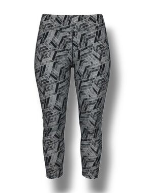 Woman Within Women’s Stretch-Cotton Knit Leggings Geometric Silver/Black 18/20